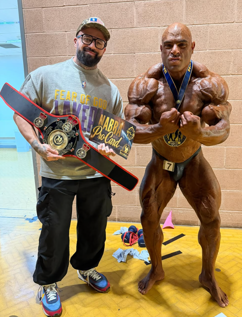 Bodybuilder Jim Georgiou and coach Christian Chapman