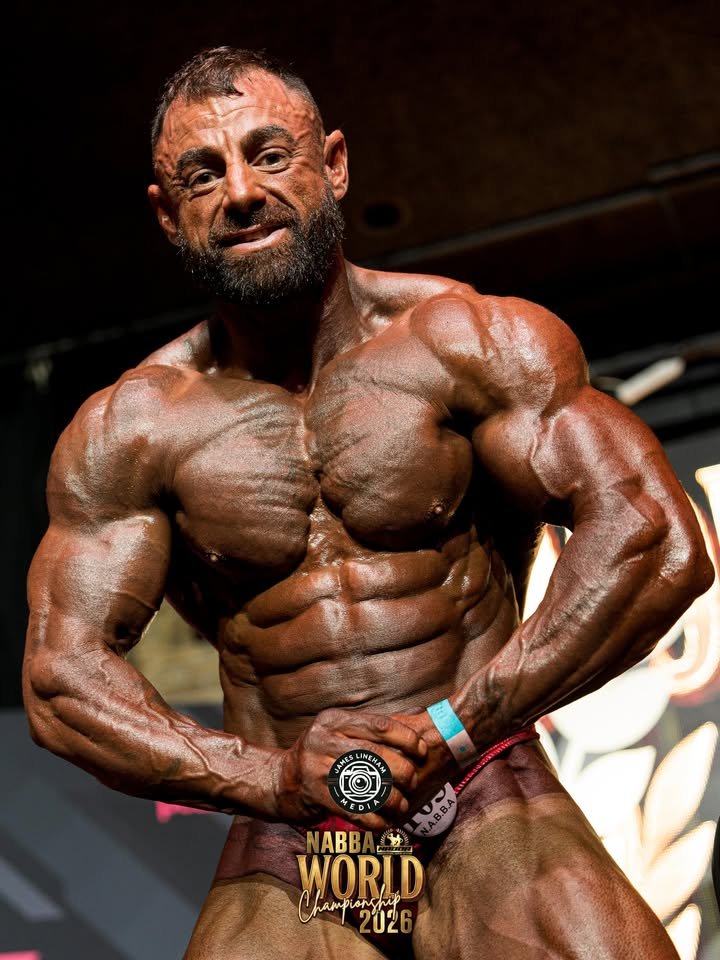 NABBA Worlds 2026 men's overall winner Rob Oldham