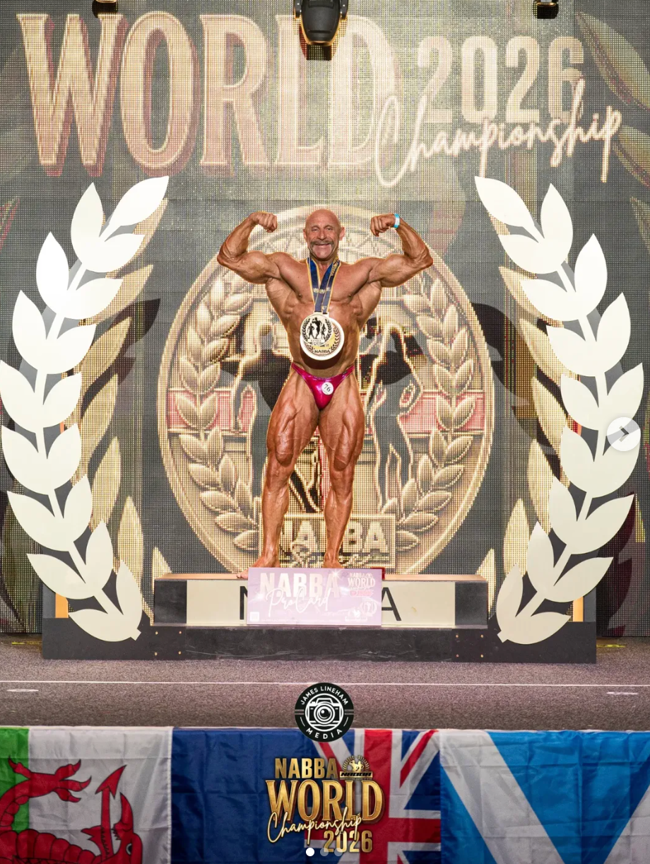 Davide Pioggia NABBA World 2026 Over 45 winner