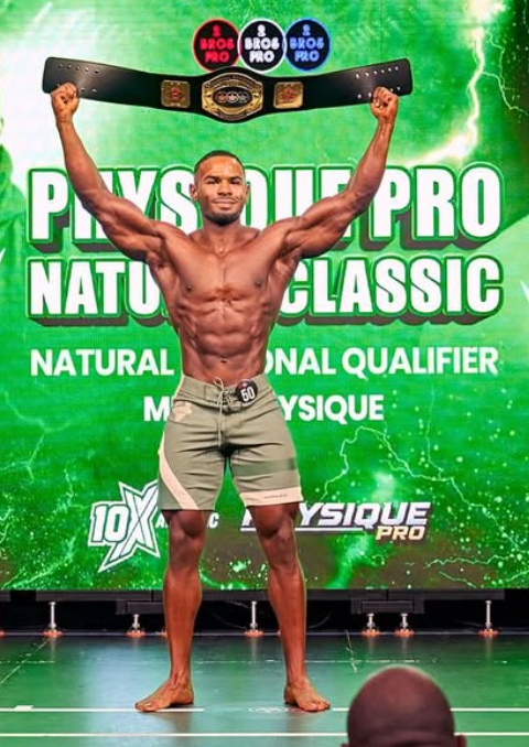 2Bros Men's Physique Open Class D and Overall winner Ahmed Salih