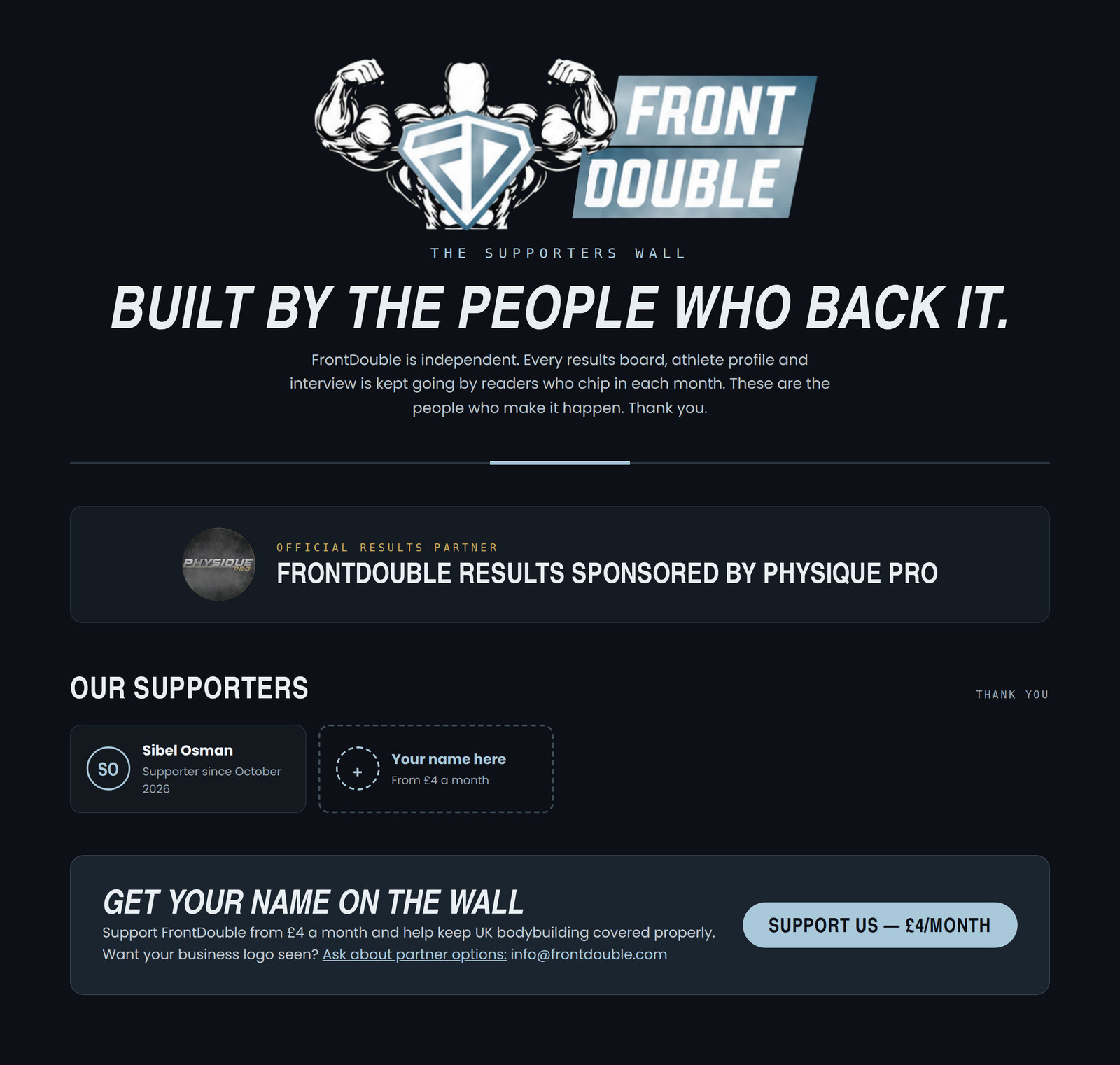 Support FrontDouble.com the UK bodybuilding website and database